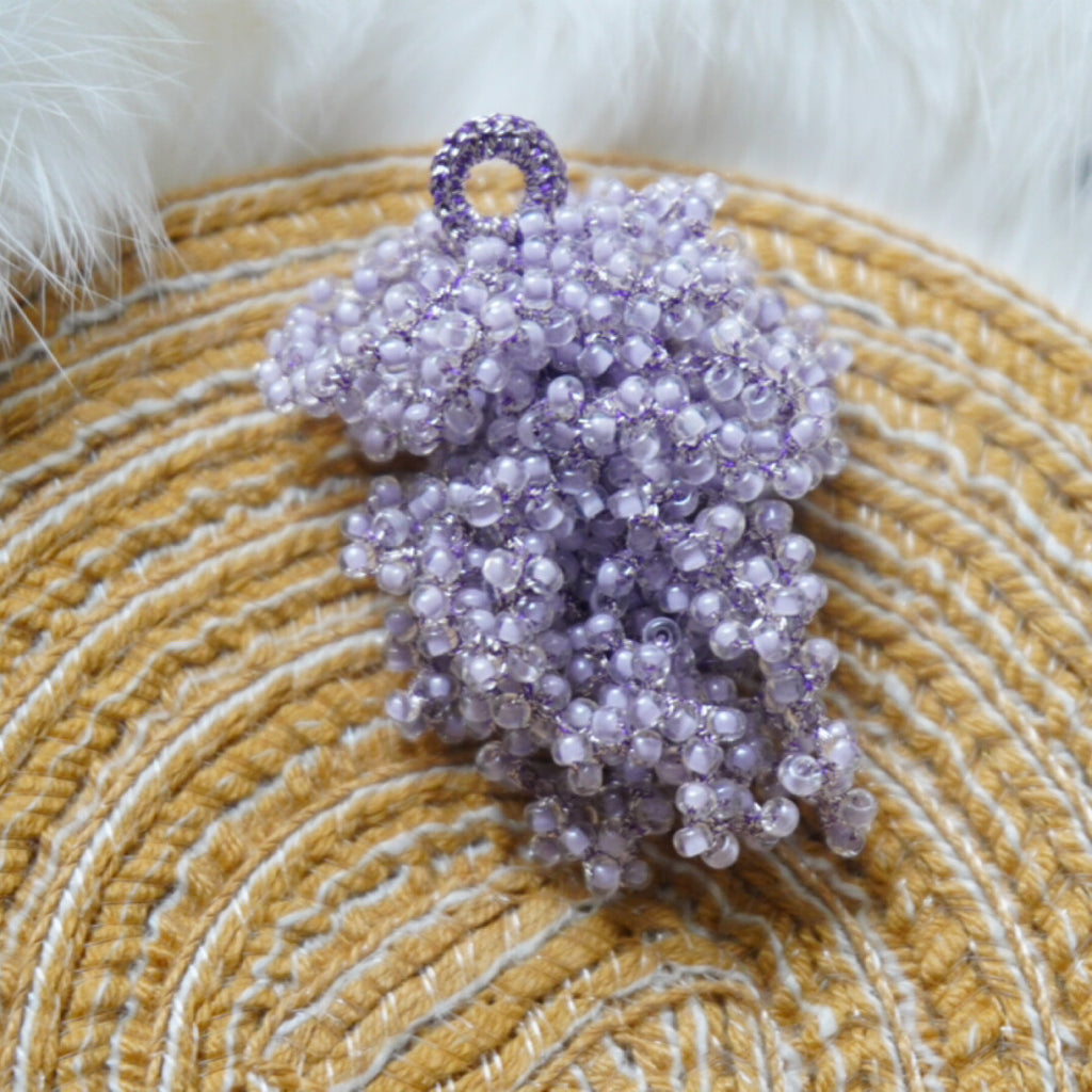 Purple Crochet MIYUKI Beaded Earrings,Taro Purple Medium (A Pair) / Studs,Lumivault.