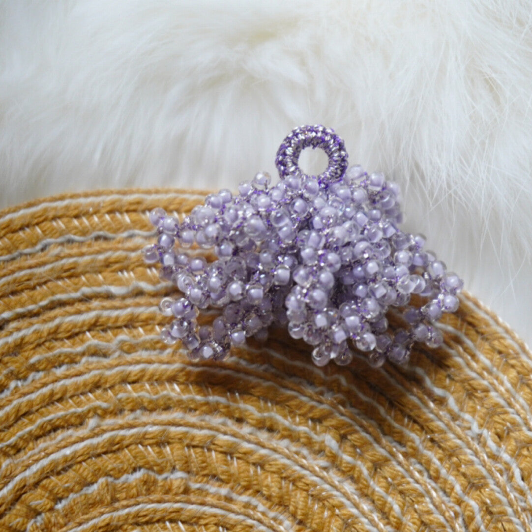 Purple Crochet MIYUKI Beaded Earrings,Taro Purple Short (A Pair) / Studs,Lumivault.