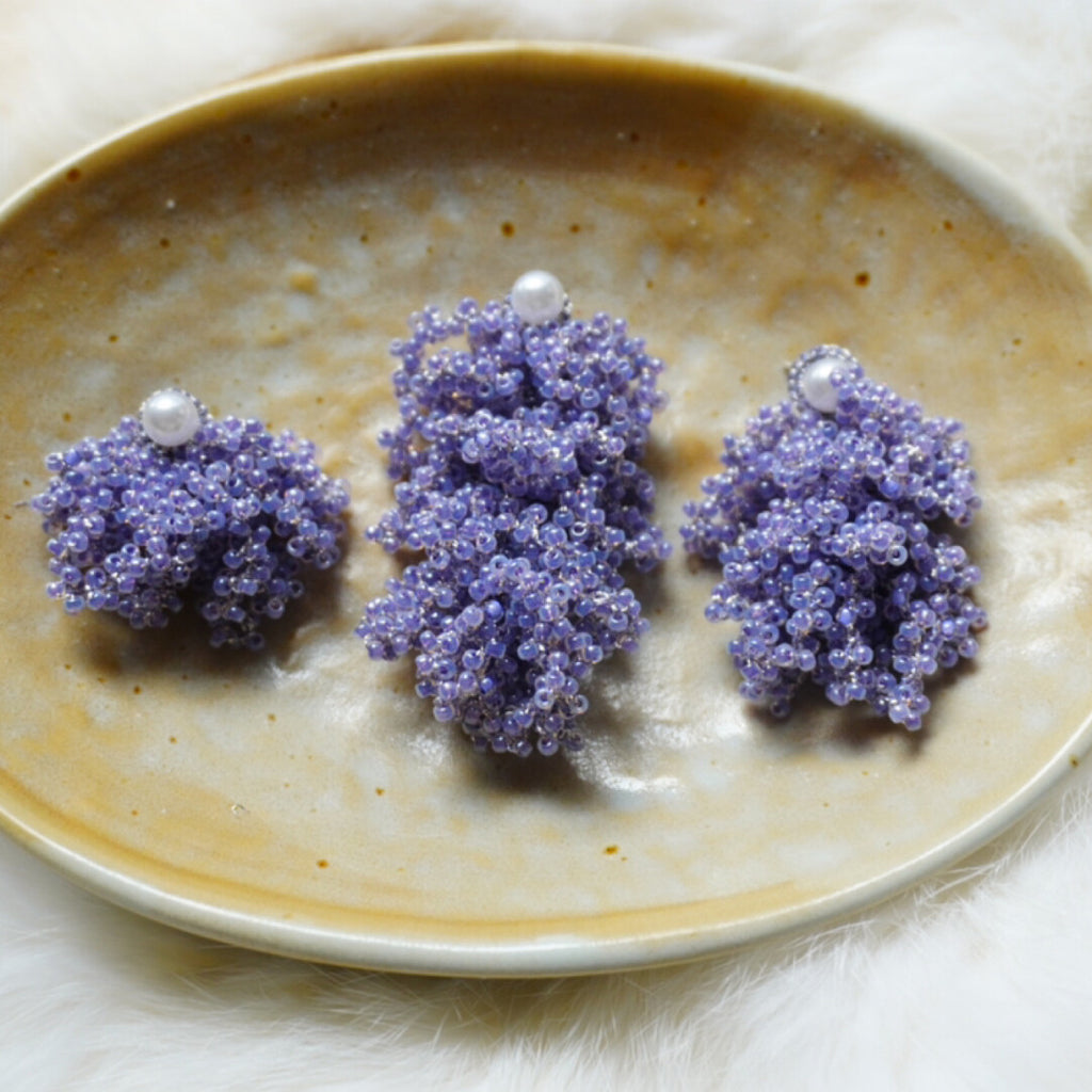 Purple Crochet MIYUKI Beaded Earrings,Lumivault.