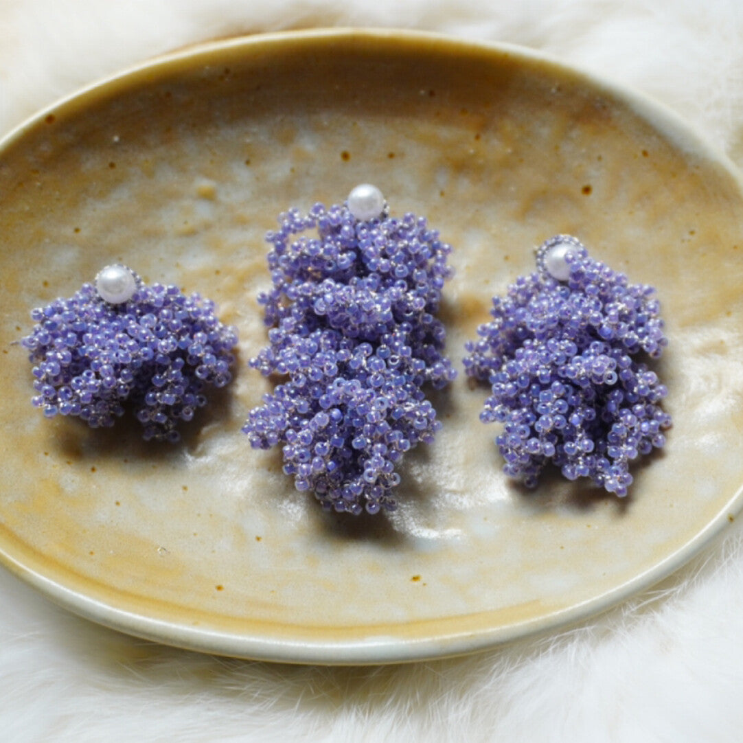 Purple Crochet MIYUKI Beaded Earrings,Lumivault.