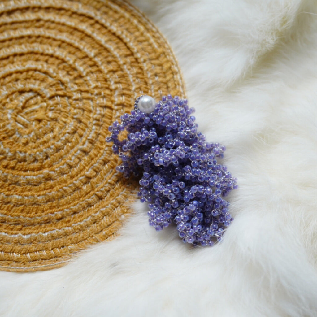 Purple Crochet MIYUKI Beaded Earrings,Lavender Purple Long (A Pair) / Studs,Lumivault.