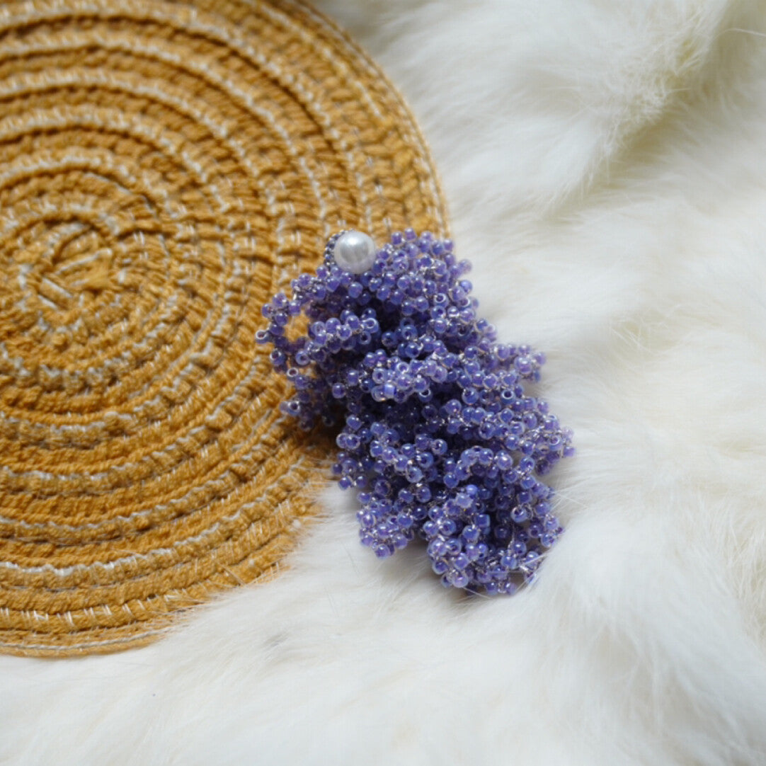 Purple Crochet MIYUKI Beaded Earrings,Lavender Purple Long (A Pair) / Studs,Lumivault.