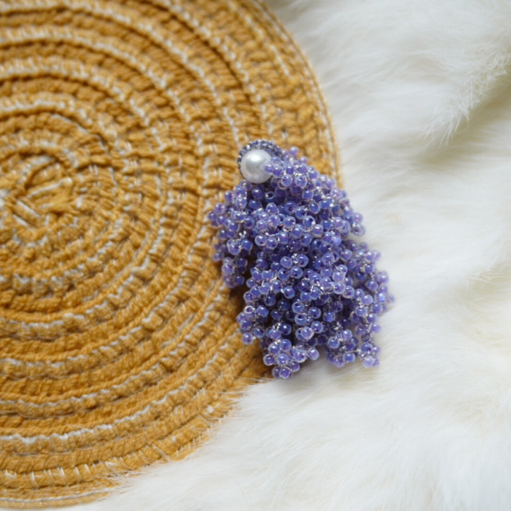 Purple Crochet MIYUKI Beaded Earrings,Lavender Purple Medium (A Pair) / Studs,Lumivault.