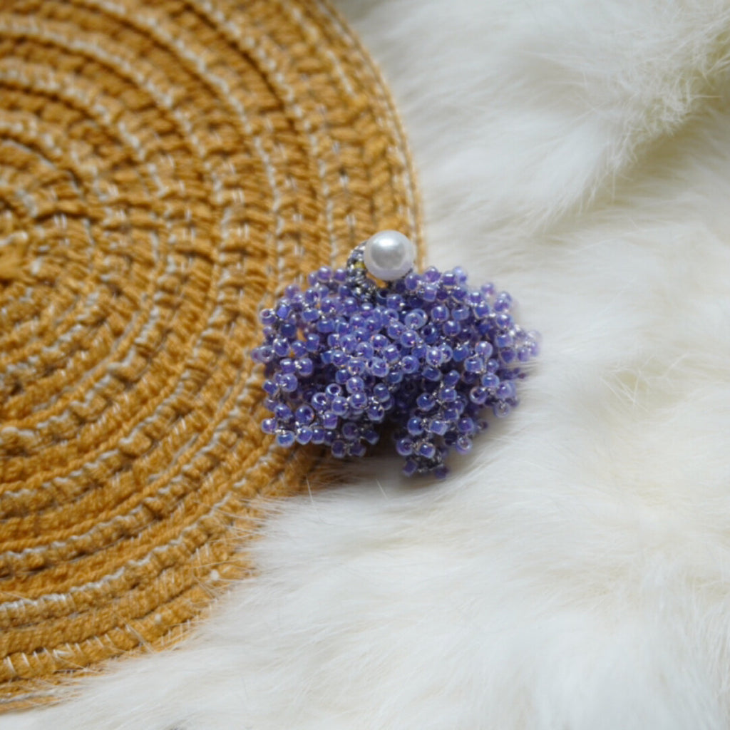 Purple Crochet MIYUKI Beaded Earrings,Lavender Purple Short (A Pair) / Studs,Lumivault.