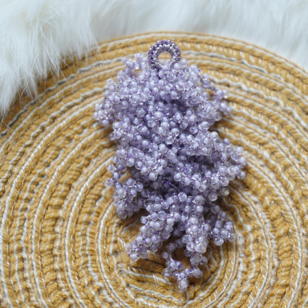 Purple Crochet MIYUKI Beaded Earrings,Taro Purple Long (A Pair) / Studs,Lumivault.
