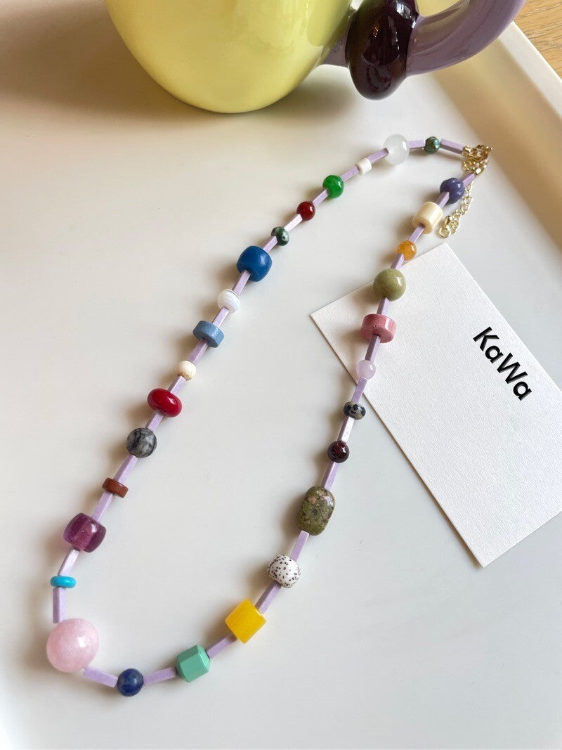 Rainbow Candy Natural Stone Necklace,Lumivault.
