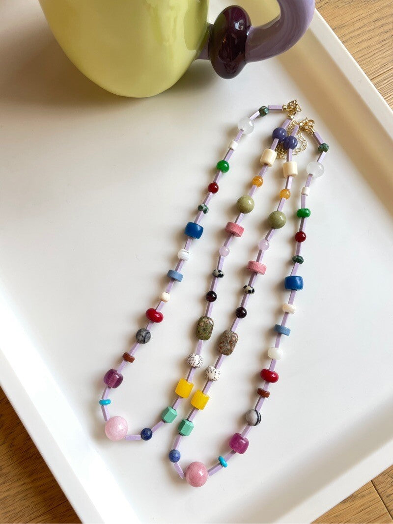 Rainbow Candy Natural Stone Necklace,Lumivault.
