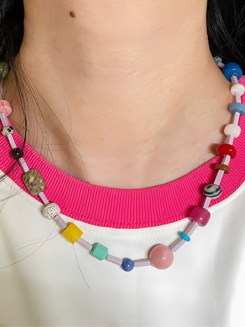 Rainbow Candy Natural Stone Necklace,Lumivault.