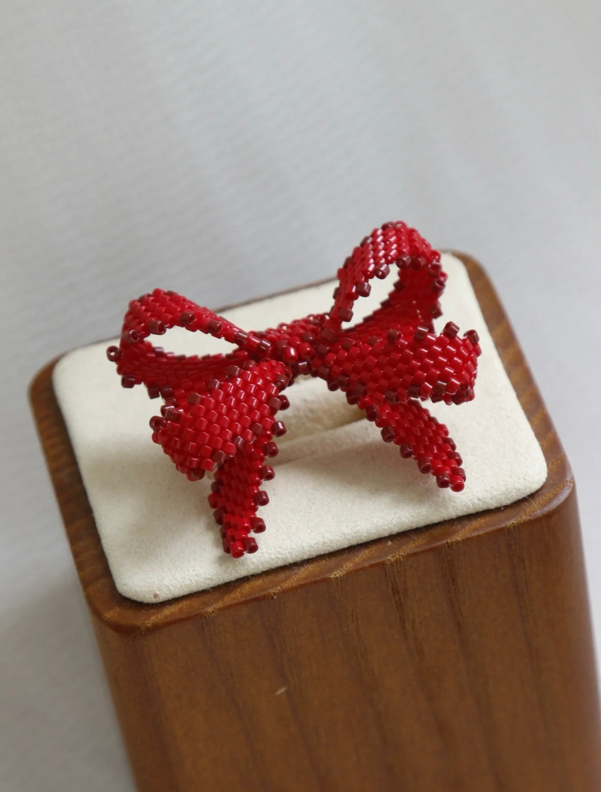 Red Bow MIYUKI Beaded Earrings,Ring,Lumivault.