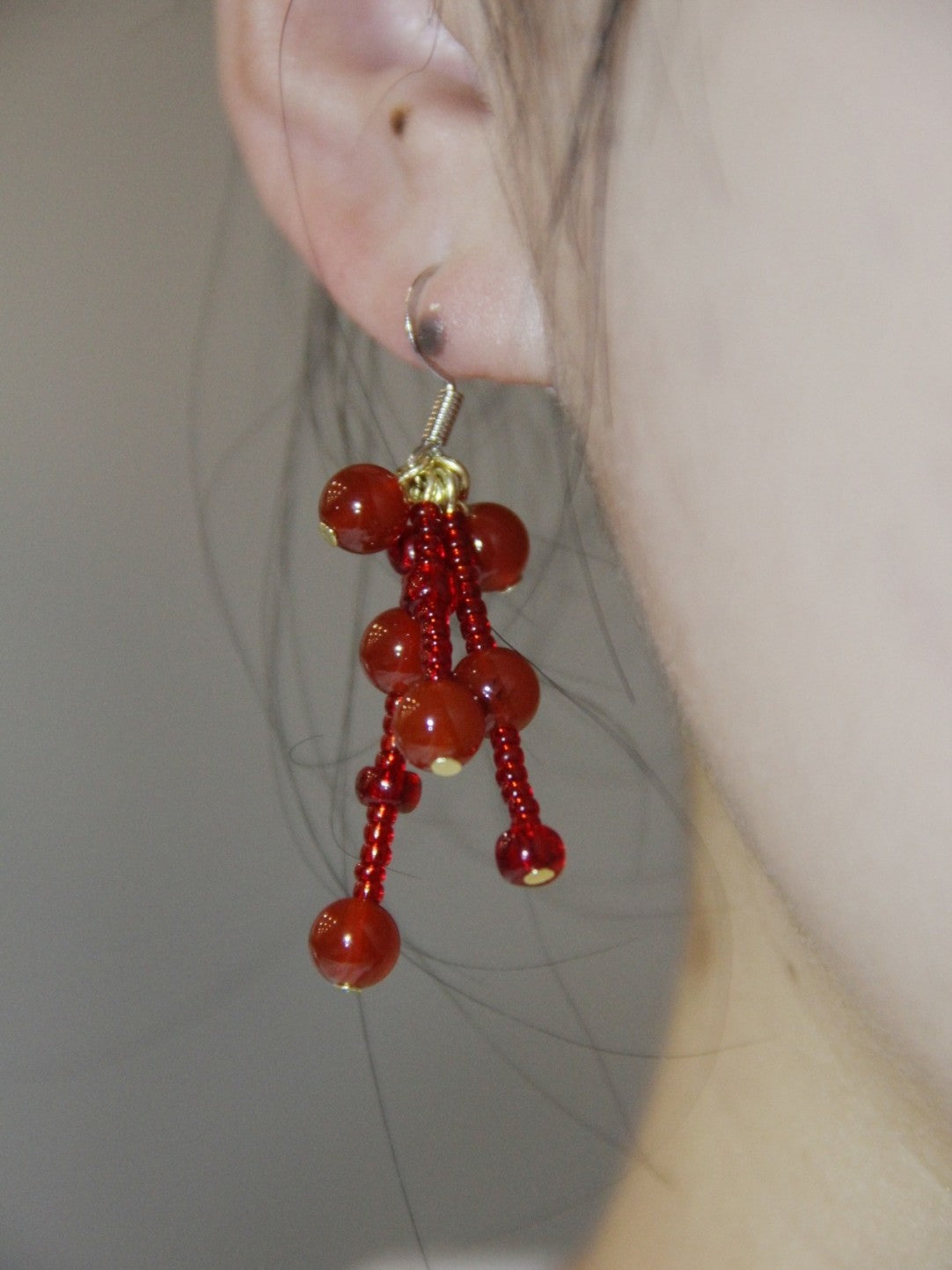 Red Pomegranate Beaded Earrings,Lumivault.