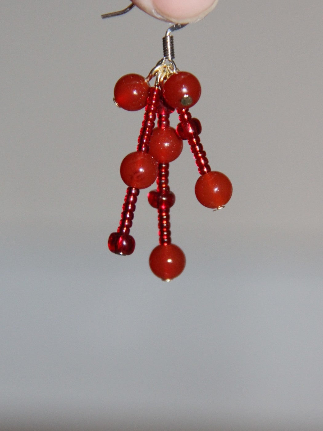 Red Pomegranate Beaded Earrings,Lumivault.
