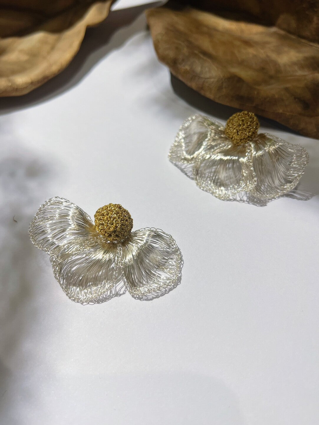 Retro Artistic Metal Woven Flower Earrings