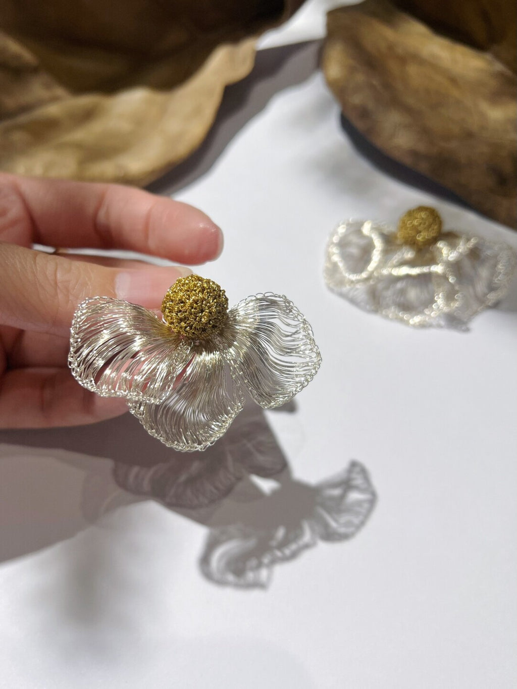 Retro Artistic Metal Woven Flower Earrings,Lumivault.