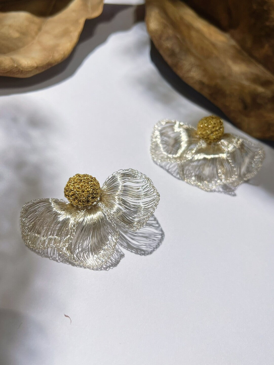 Retro Artistic Metal Woven Flower Earrings