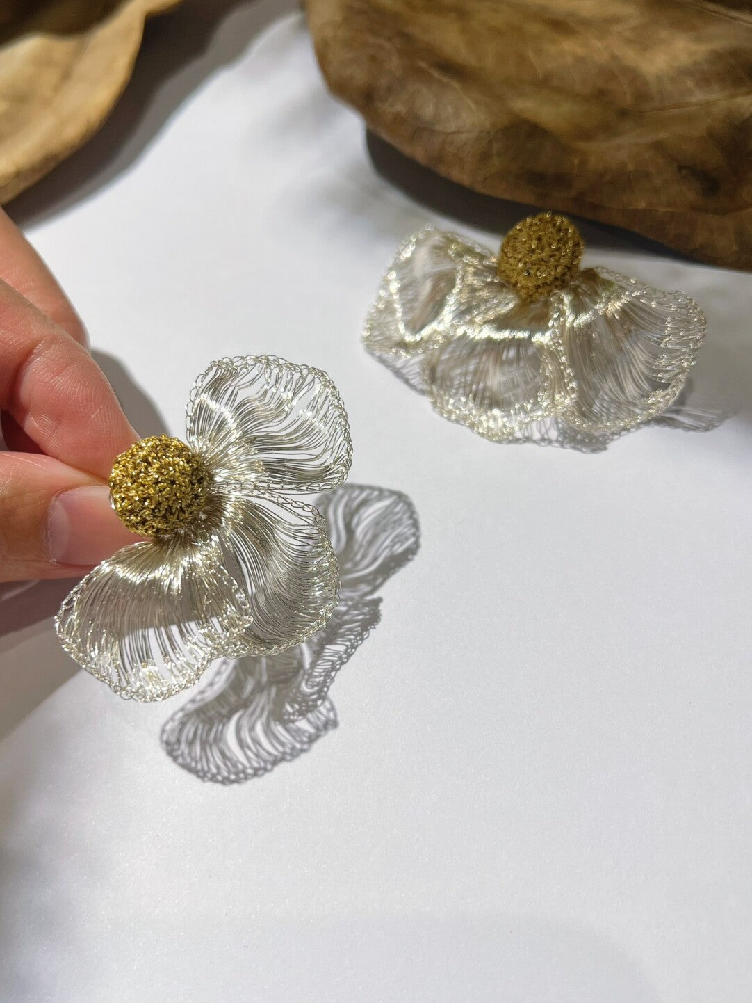 Retro Artistic Metal Woven Flower Earrings,Lumivault.