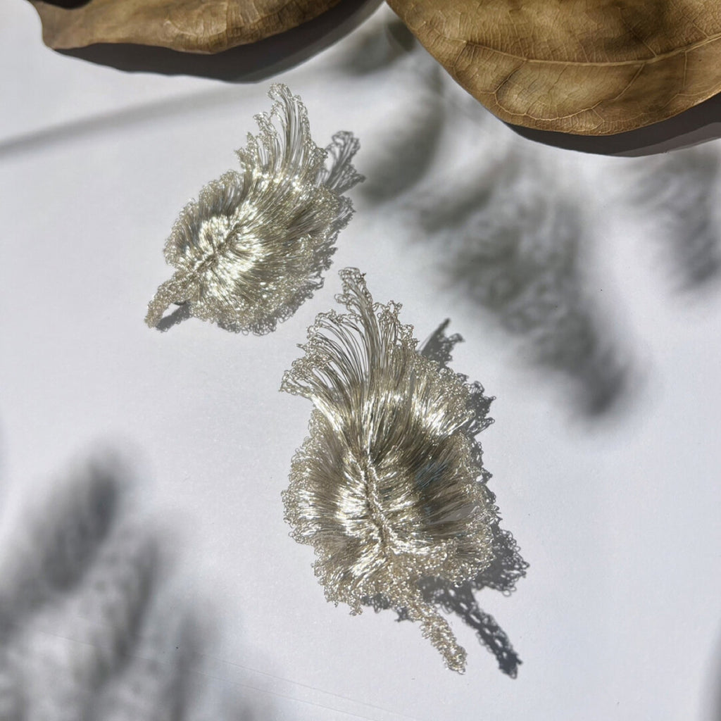 Retro Metal Woven Feather Brooch,Lumivault.
