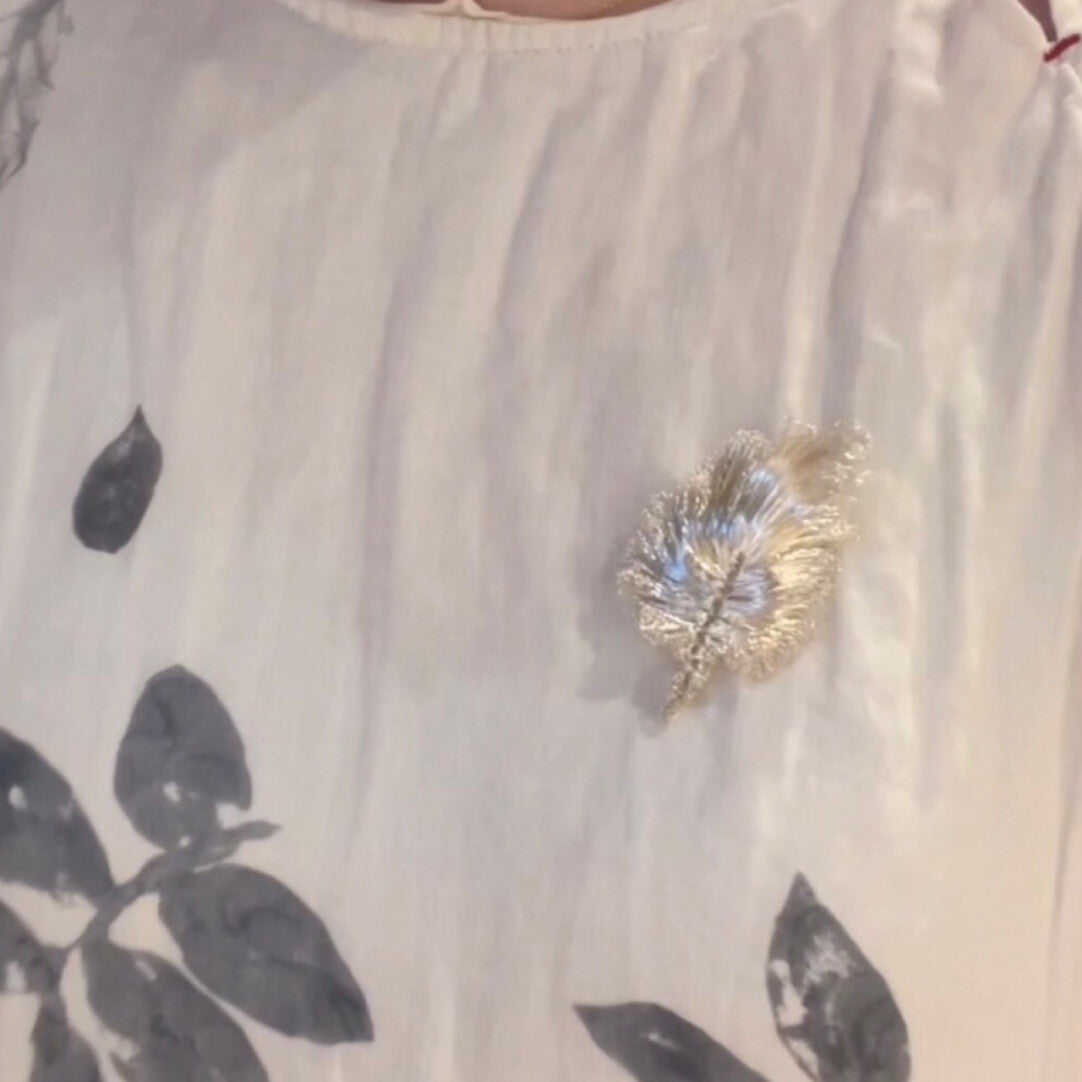 Retro Metal Woven Feather Brooch,Lumivault.