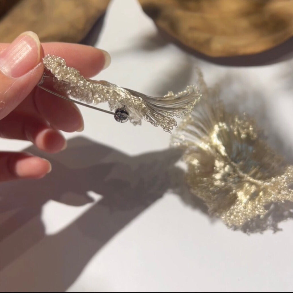 Retro Metal Woven Feather Brooch,Lumivault.