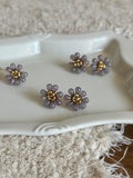 Retro Romantic Purple Beaded Flowers Earrings,Lumivault.