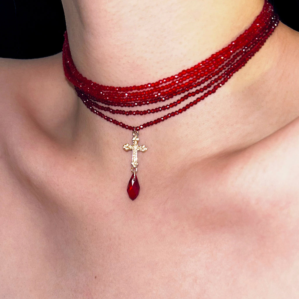 Rose Cross Stacking Necklace,Lumivault.