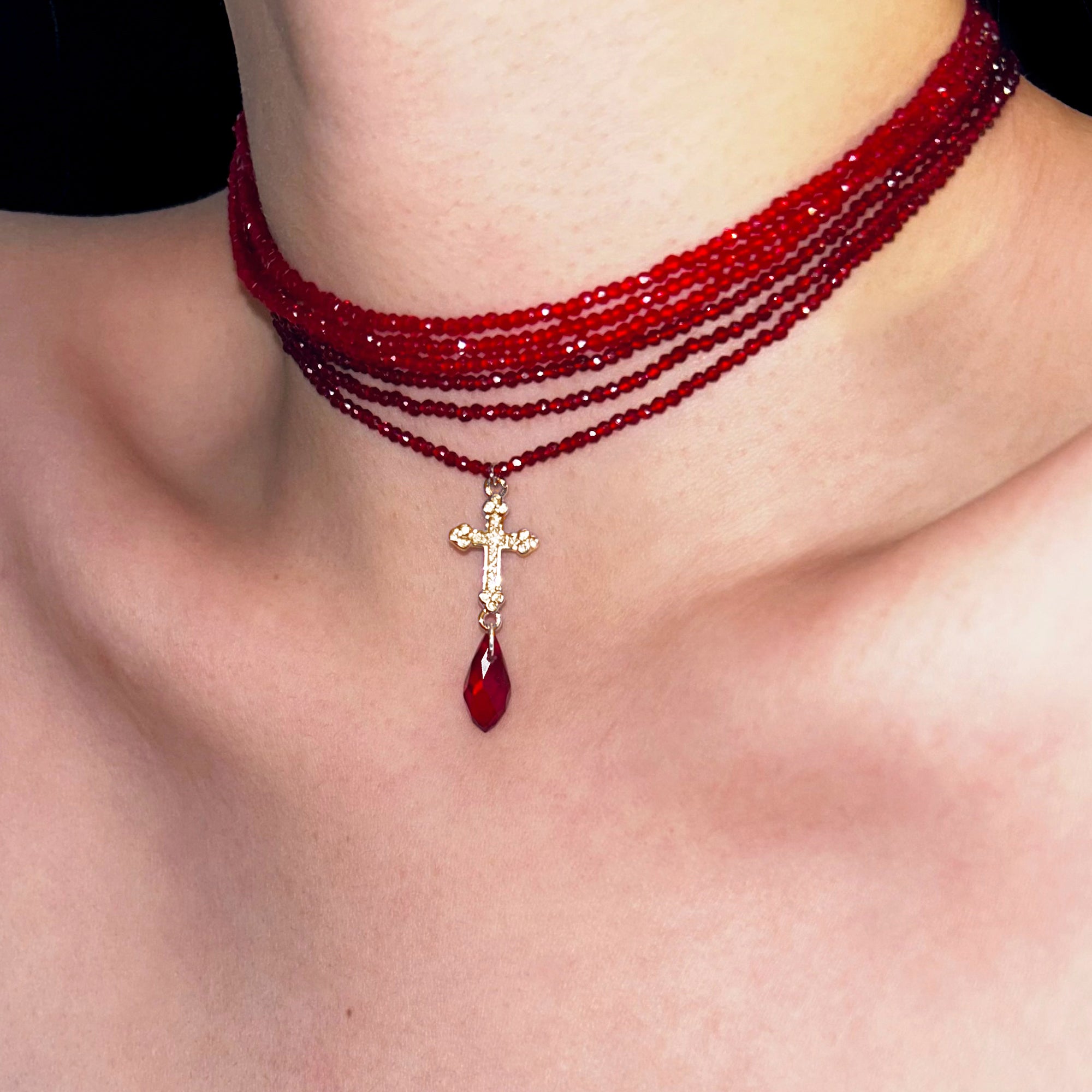 Rose Cross Stacking Necklace,Lumivault.