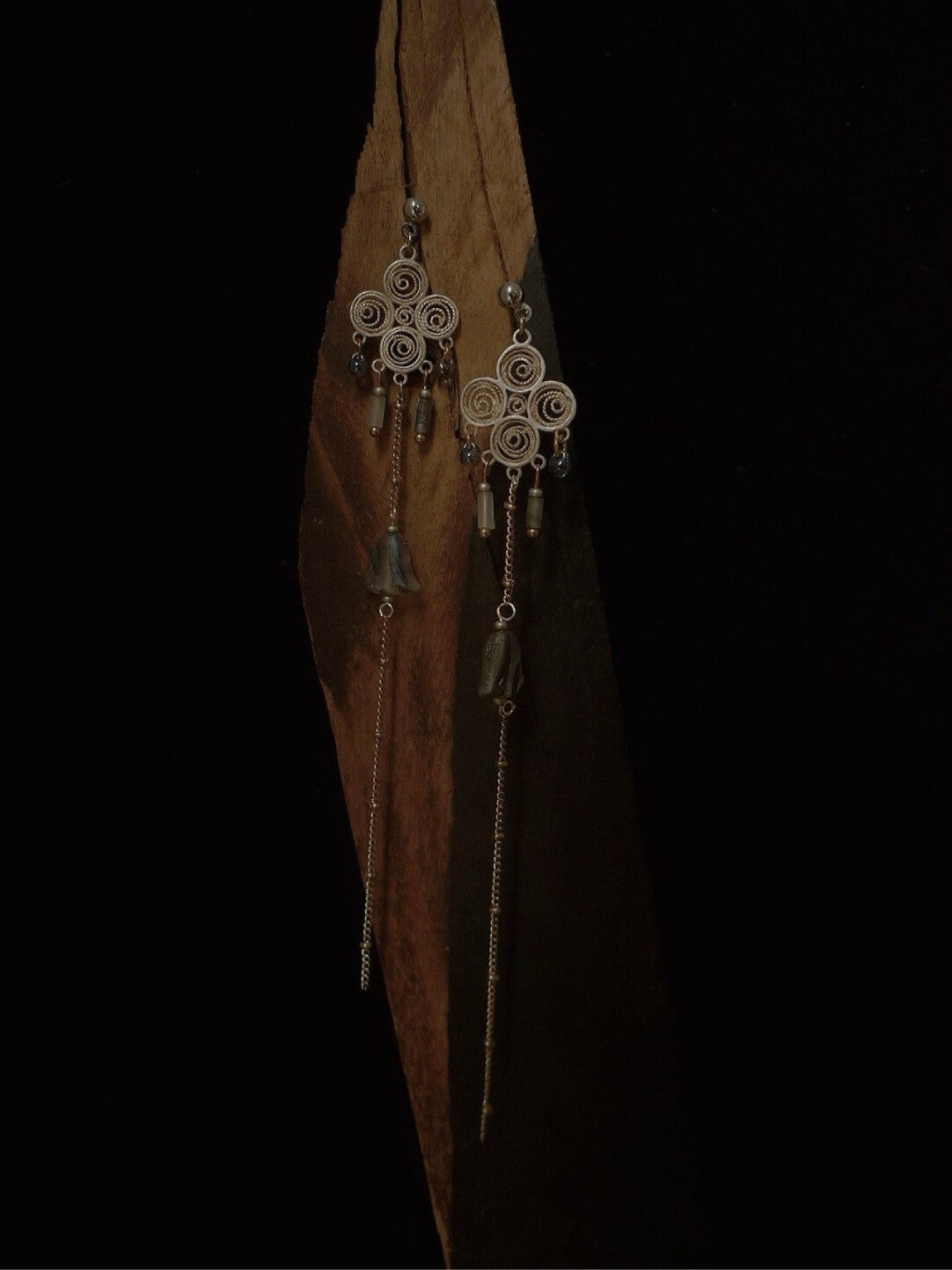 Round Shape Tassel Beaded Long Earrings,Lumivault.