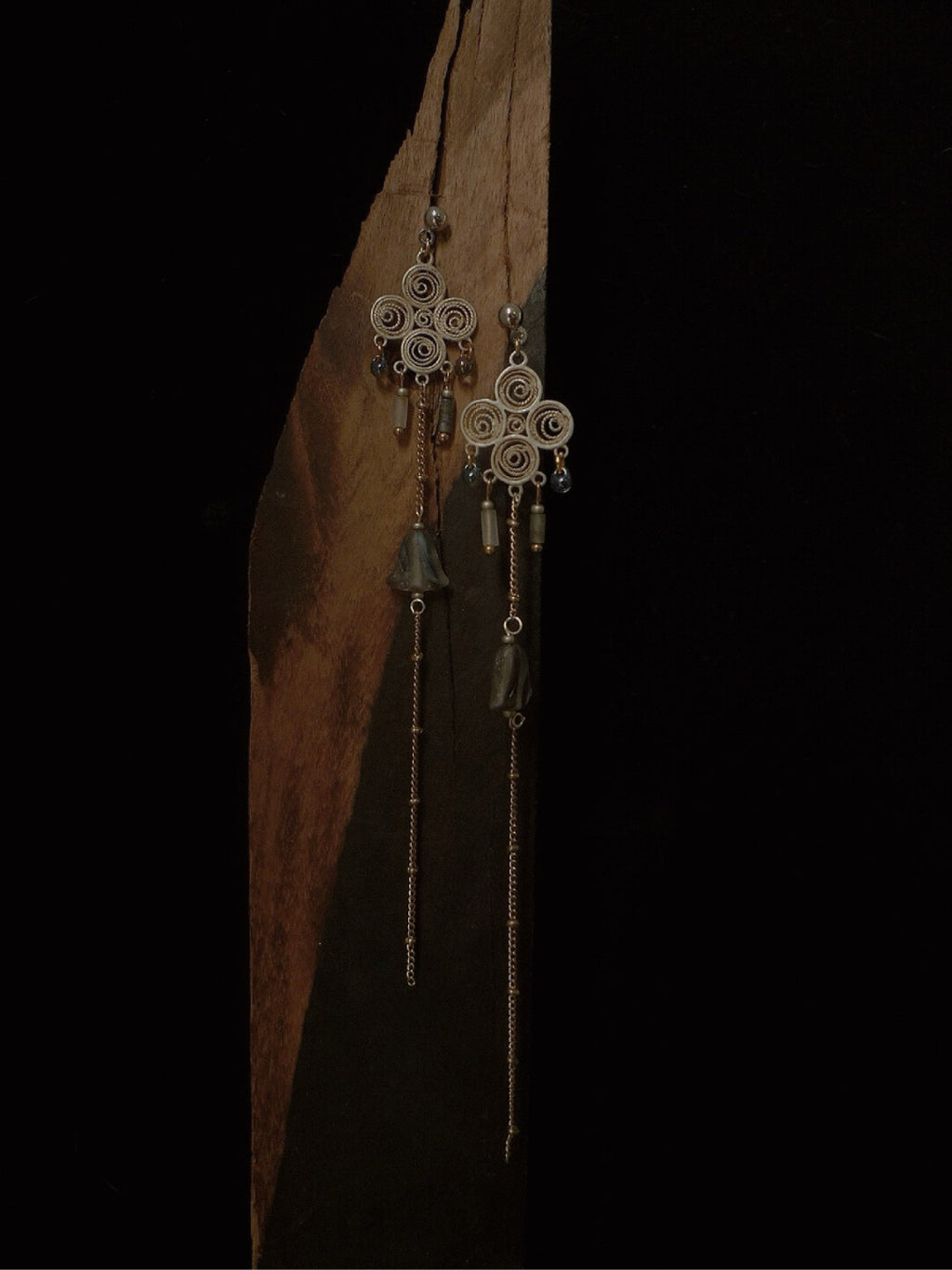 Round Shape Tassel Beaded Long Earrings,Lumivault.