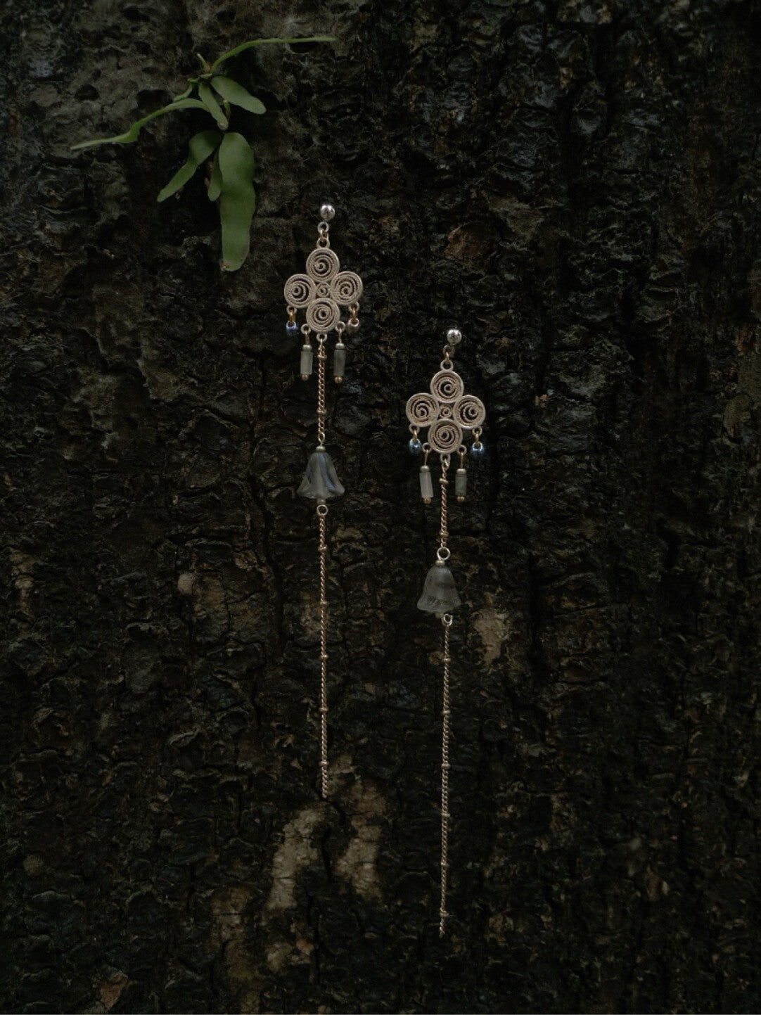 Round Shape Tassel Beaded Long Earrings,Lumivault.