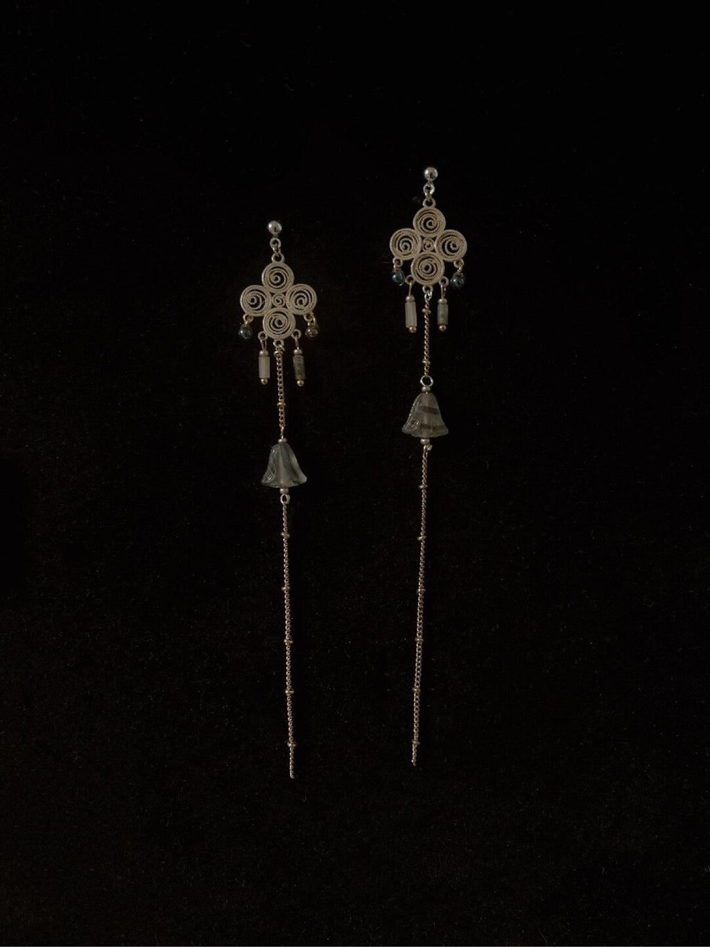 Round Shape Tassel Beaded Long Earrings,Lumivault.