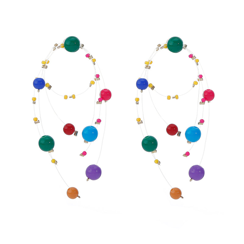 Playful Fireworks Colored Beaded Earrings,A / Studs,Lumivault.