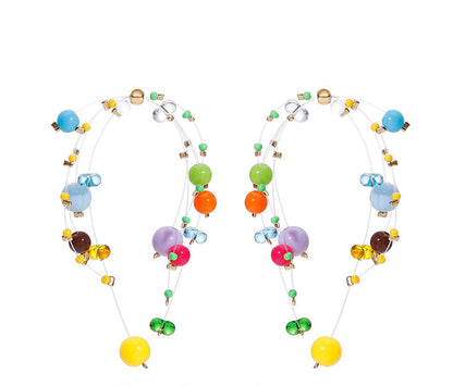 Playful Fireworks Colored Beaded Earrings
