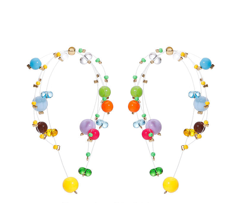 Playful Fireworks Colored Beaded Earrings,B / Studs,Lumivault.