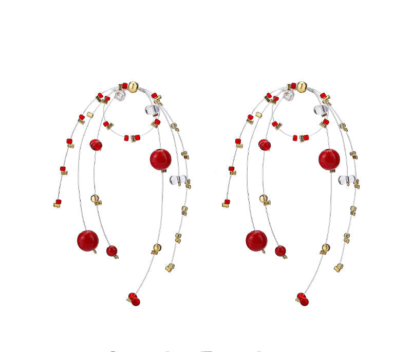 Playful Fireworks Colored Beaded Earrings,C / Studs,Lumivault.