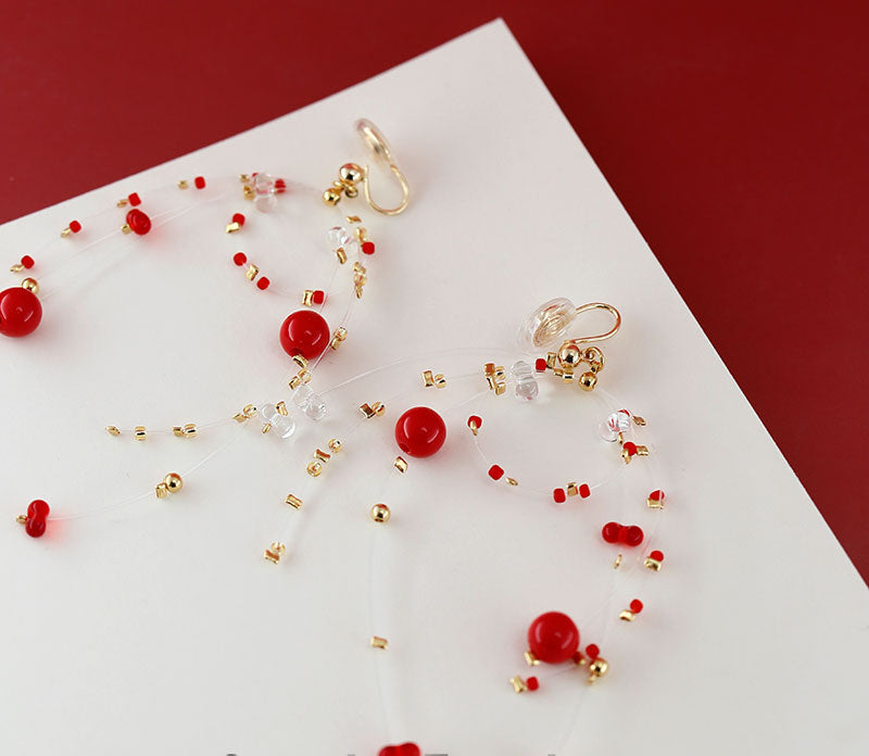Playful Fireworks Colored Beaded Earrings,C / Clips,Lumivault.