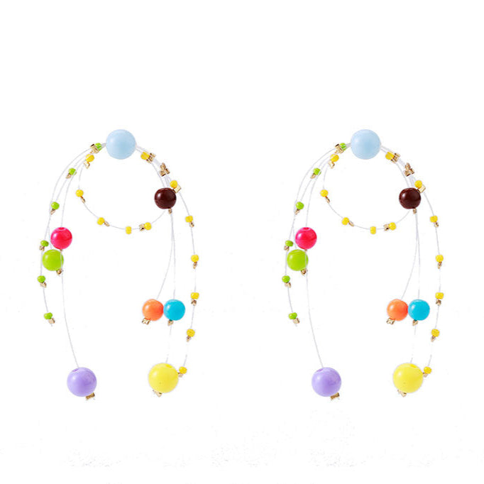 Playful Fireworks Colored Beaded Earrings,D / Studs,Lumivault.