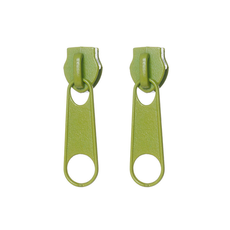 Funny Colorful Zipper Earrings,Avocado Green / Small,Lumivault.