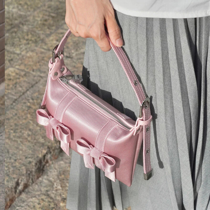 Satin Bow Design Clutch Bag,Lumivault.