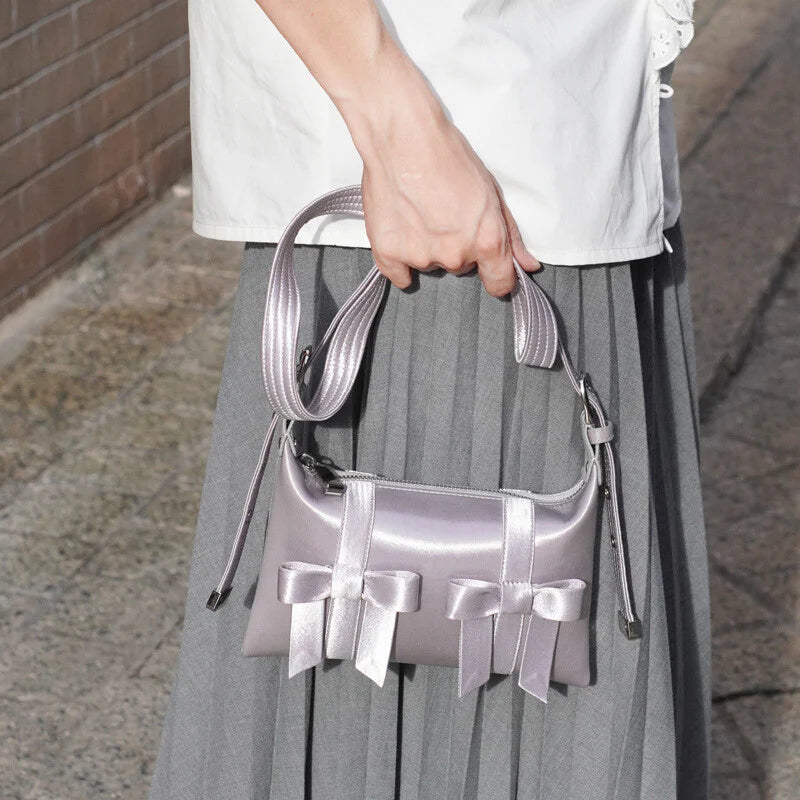 Satin Bow Design Clutch Bag,Lumivault.