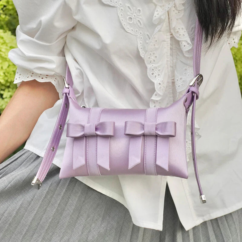 Satin Bow Design Clutch Bag,Lumivault.