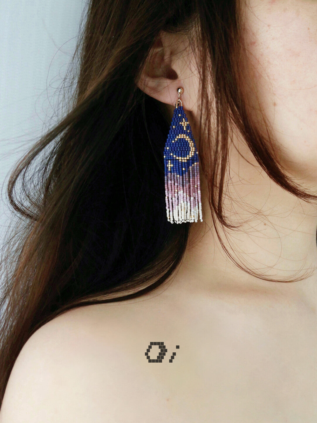 Shining Stars and Moon MIYUKI Beaded Earrings,Lumivault.