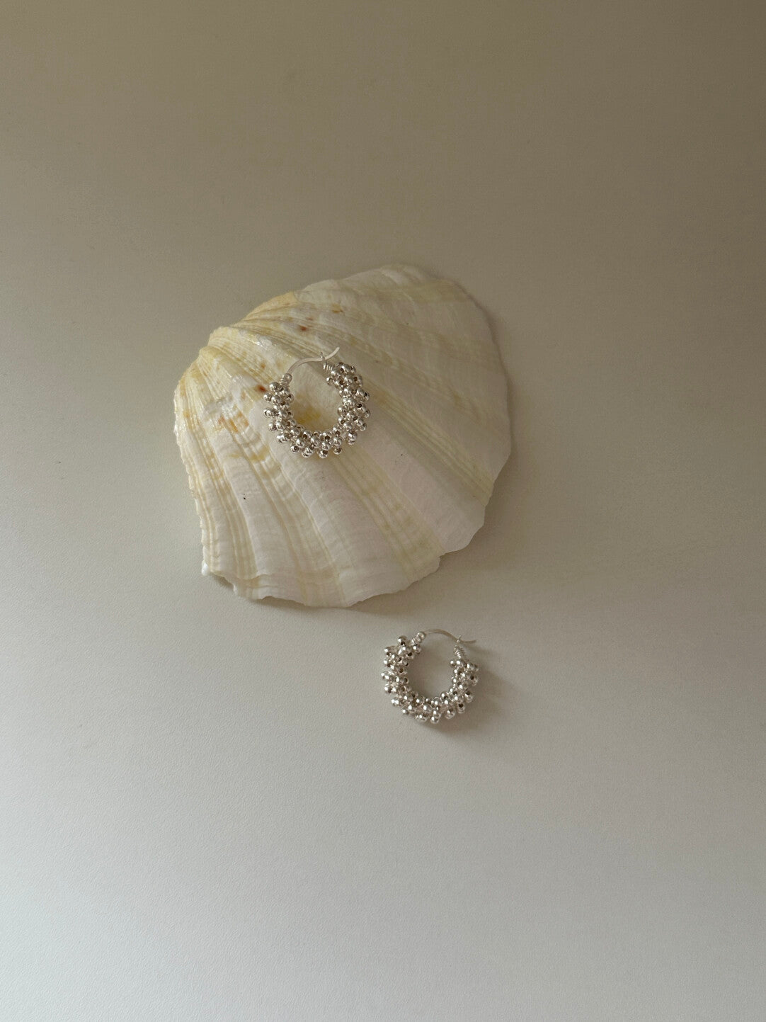 Silver Beaded Bean Earrings,Lumivault.