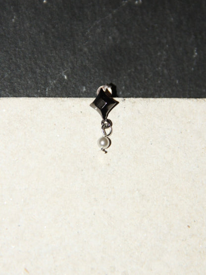 Silver Black Star Clip Earrings