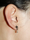 Silver Black Star Clip Earrings,A Pair of Short Black Star Ear Studs,Lumivault.