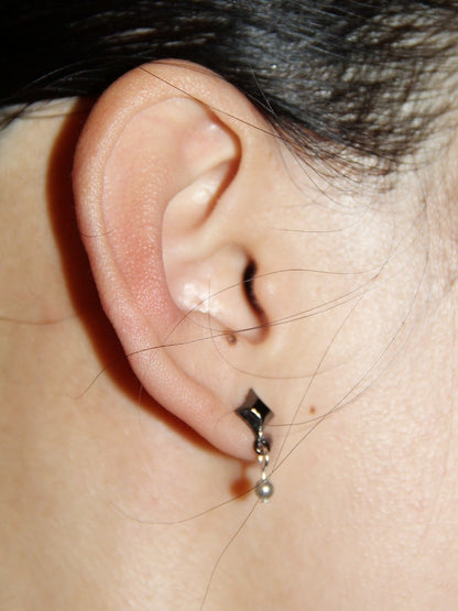 Silver Black Star Clip Earrings