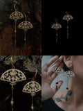 Silver Fan Asymmetrical Beaded Earrings,Lumivault.