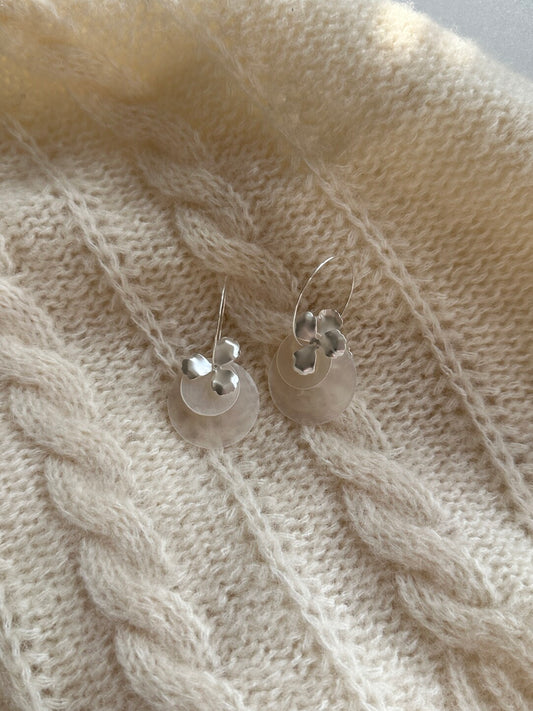 Silver Flower Mirror Shell Earrings - Lumivault