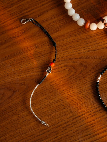 Silver Gourd South Red Agate Braided Bracelet - Lumivault