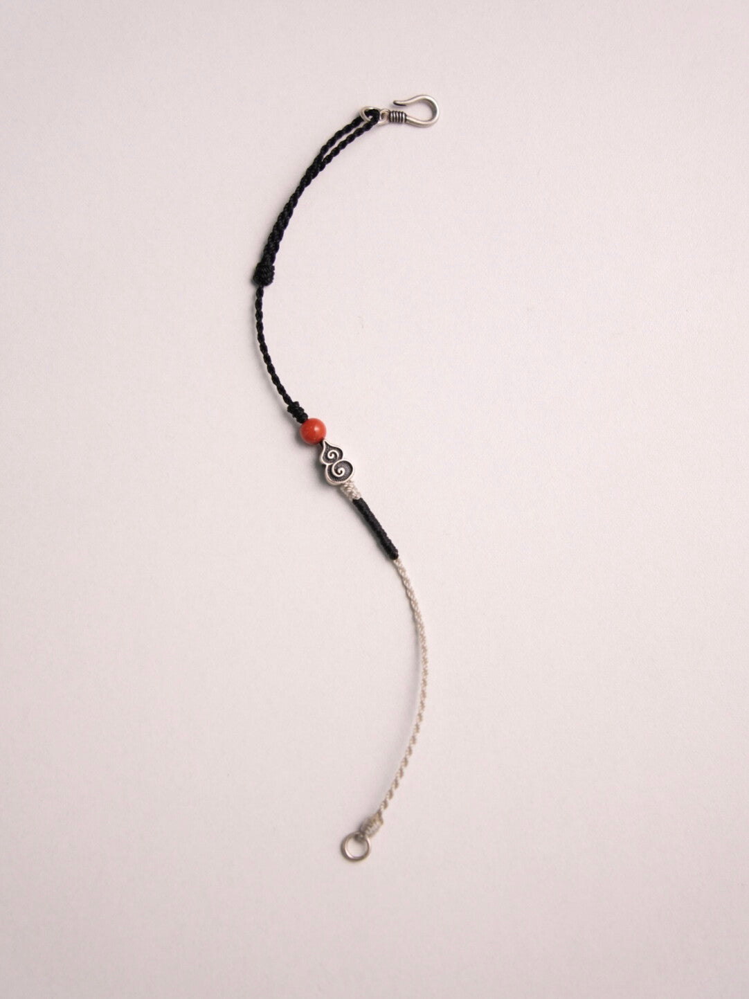 Silver Gourd South Red Agate Braided Bracelet,Lumivault.