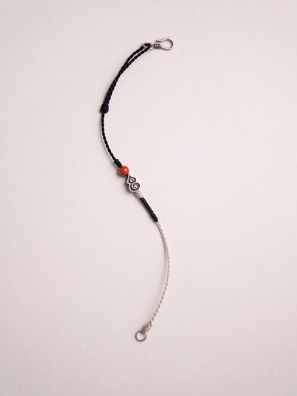 Silver Gourd South Red Agate Braided Bracelet - Lumivault
