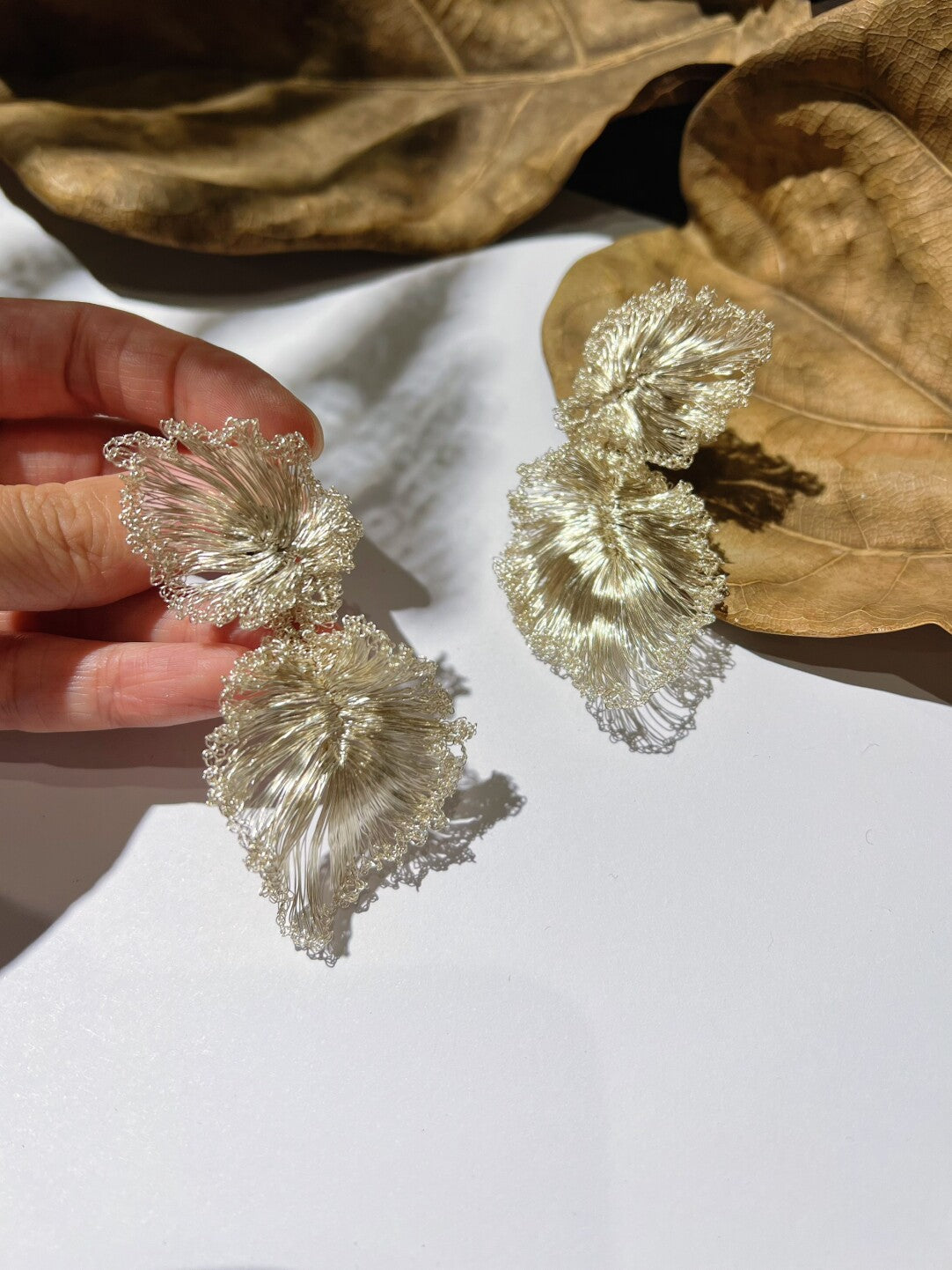 Silver Leaf Lullaby Earrings,Lumivault.